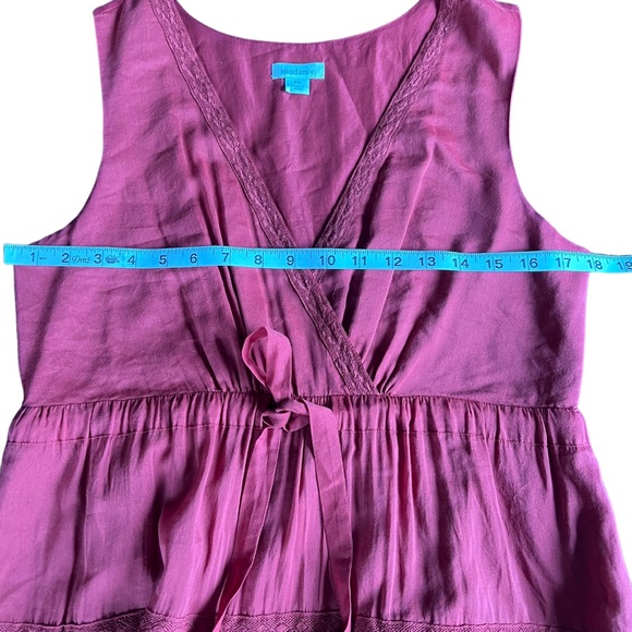 SUNDANCE Women's Zura Dress Silk Blend Sleeveless Boho Midi Burgundy Red Dress - Picture 11 of 11